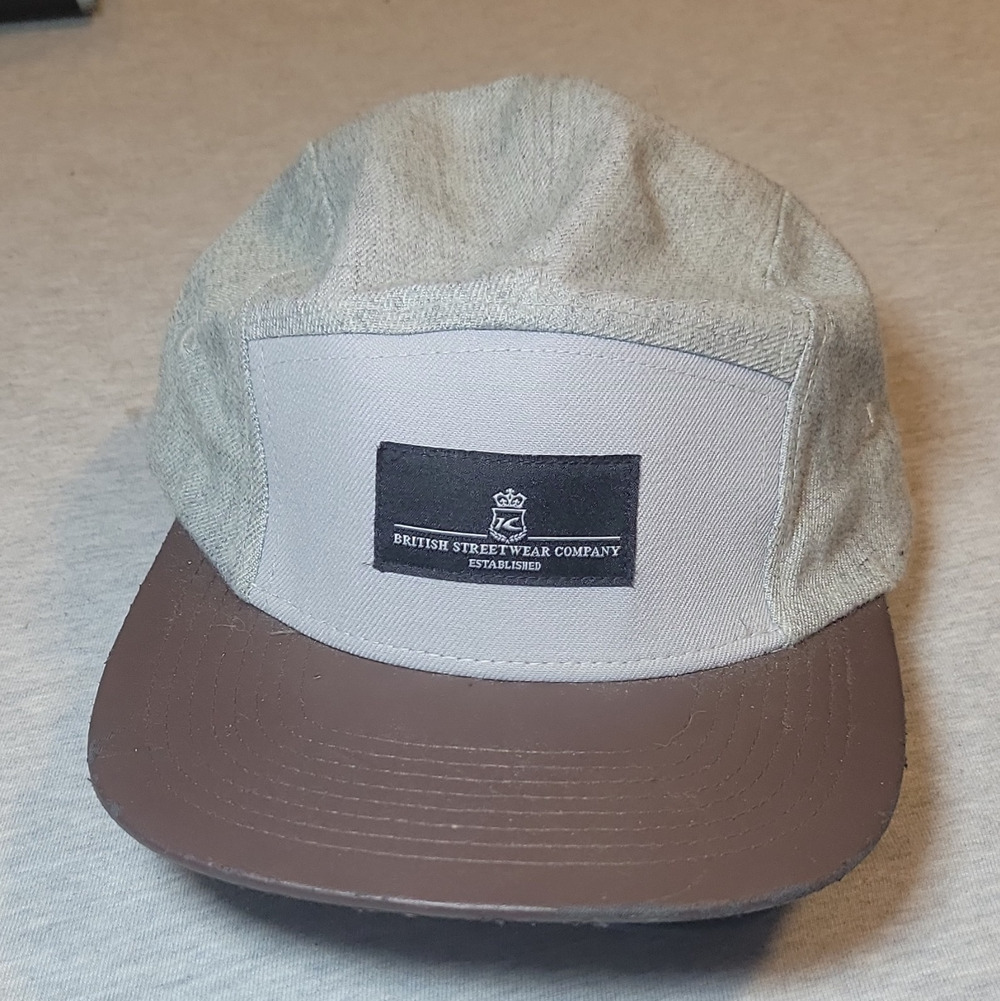 King Gray/Brown Solid 5-Panel Adjustable Strapback Cap Hat Men’s One Size